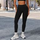 Black Small Women's High Waist Seamless Leggings with Full