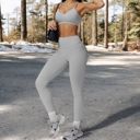 Gray Large Women's High Waist Seamless Leggings with Full