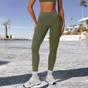 Green Large Women's High Waist Seamless Leggings with Full