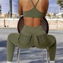 Green Large Women's High Waist Seamless Leggings with Full