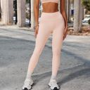 Pink Large Women's High Waist Seamless Leggings with Full