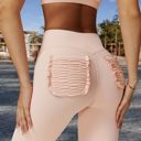 Pink Large Women's High Waist Seamless Leggings with Full