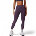 Purple Large Women's High Waist Seamless Leggings with Full