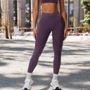 Purple Large Women's High Waist Seamless Leggings with Full