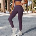 Purple Large Women's High Waist Seamless Leggings with Full