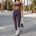 Purple Large Women's High Waist Seamless Leggings with Full