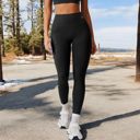 Black Large Women's High-Waist Textured Seamless Leggings