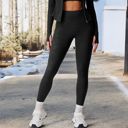 Black Large Women's High-Waist Textured Seamless Leggings