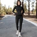 Black Small Women's High-Waist Textured Seamless Leggings