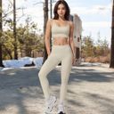 Beige Large Women's High-Waist Textured Seamless Leggings