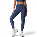 Blue Large Women's High-Waist Textured Seamless Leggings