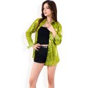 Green Large Women's Sequin Button-Down Shirt Dress with Long Sleeves