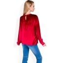 Red Large Women's Velvet Long Sleeve Top with Puff Shoulders