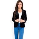 Black Large Women's Velvet Blazer With Notch Collar And Front Pockets