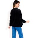 Black Large Women's Velvet Blazer With Notch Collar And Front Pockets