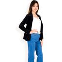 Black Large Women's Velvet Blazer With Notch Collar And Front Pockets