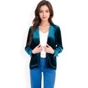 Green Large Women's Velvet Blazer With Notch Collar And Front Pockets