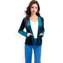 Green Large Women's Velvet Blazer With Notch Collar And Front Pockets