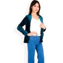 Green Large Women's Velvet Blazer With Notch Collar And Front Pockets