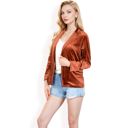 Orange Large Women's Velvet Blazer With Notch Collar And Front Pockets