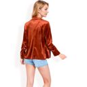 Orange Medium Women's Velvet Blazer With Notch Collar And Front Pockets