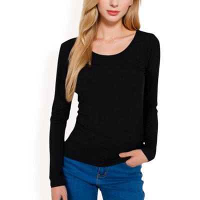 Women's Long Sleeve Scoop Neck Stretch Knit Top