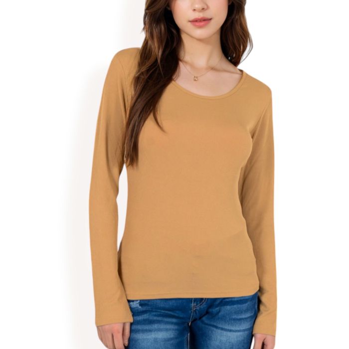 Women's Long Sleeve Scoop Neck Stretch Knit Top