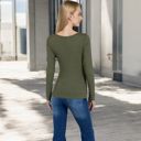 Green Large Women's Long Sleeve Scoop Neck Stretch Knit Top