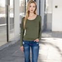 Green Medium Women's Long Sleeve Scoop Neck Stretch Knit Top