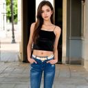 Black Medium Women's Velvet Spaghetti Strap Cropped Cami Top