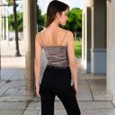 Brown Large Women's Velvet Spaghetti Strap Cropped Cami Top