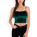 Green Large Women's Velvet Spaghetti Strap Cropped Cami Top