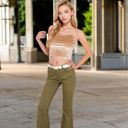 Beige Large Women's Velvet Spaghetti Strap Cropped Cami Top