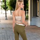 Beige Large Women's Velvet Spaghetti Strap Cropped Cami Top