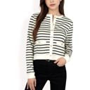  Women's Striped Button-Up Cardigan with Pocket Detail