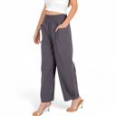 Gray Large Women's Wide-Leg Elastic Waist Pants with Side Pockets