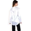 White XL Women's Satin Button-Up Blouse with Collared Neck and Long Sleeves