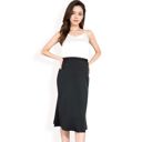 Black Large Women's Satin Midi Skirt With A-Line Silhouette And Elastic Waistband