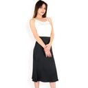 Black Large Women's Satin Midi Skirt With A-Line Silhouette And Elastic Waistband