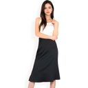 Black Large Women's Satin Midi Skirt With A-Line Silhouette And Elastic Waistband