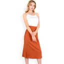 Brown Large Women's Satin Midi Skirt With A-Line Silhouette And Elastic Waistband