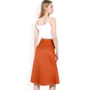 Brown Large Women's Satin Midi Skirt With A-Line Silhouette And Elastic Waistband