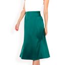 Green Large Women's Satin Midi Skirt With A-Line Silhouette And Elastic Waistband