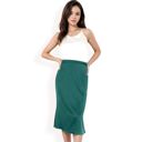 Green Large Women's Satin Midi Skirt With A-Line Silhouette And Elastic Waistband