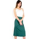 Green Large Women's Satin Midi Skirt With A-Line Silhouette And Elastic Waistband