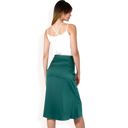 Green Large Women's Satin Midi Skirt With A-Line Silhouette And Elastic Waistband