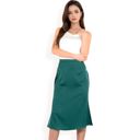 Green Large Women's Satin Midi Skirt With A-Line Silhouette And Elastic Waistband