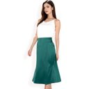 Green Large Women's Satin Midi Skirt With A-Line Silhouette And Elastic Waistband