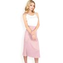 Pink Large Women's Satin Midi Skirt With A-Line Silhouette And Elastic Waistband