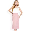 Pink Large Women's Satin Midi Skirt With A-Line Silhouette And Elastic Waistband